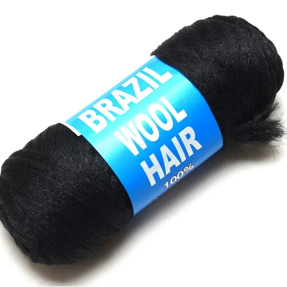 Brazilian Wool Hair 1 Roll Black Acrylic Yarn for African Hair Braiding